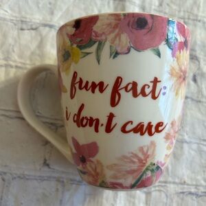 PFALTZGRAFF MICROWAVE AND DISHWASHER SAFE FLORAL FUN FACT I DON’T CARE MUG